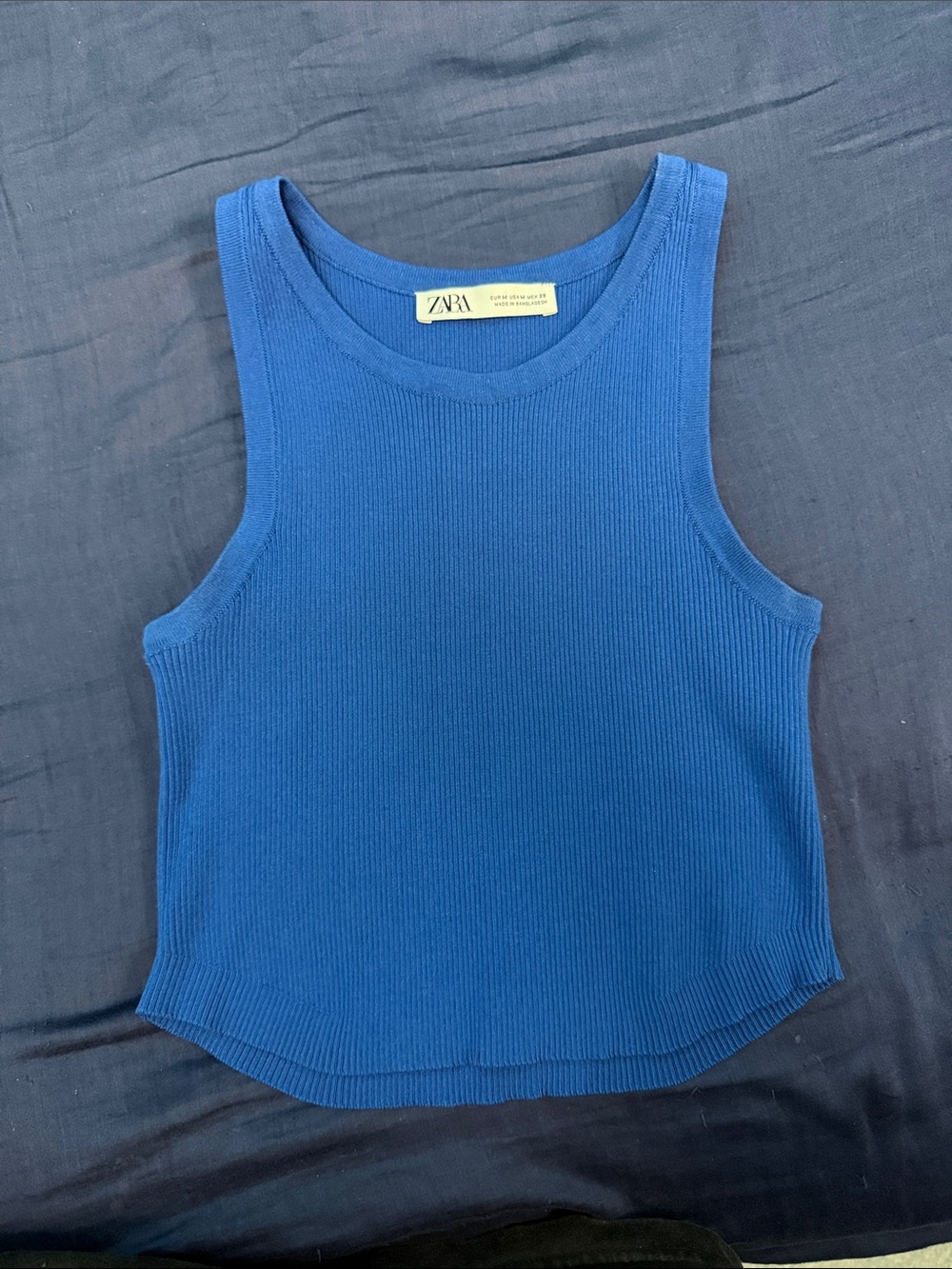 Zara Royal Blue Ribbed Sleeveless Tank